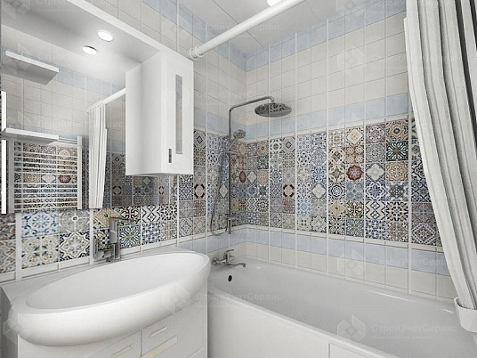 Типовой проект "Ванная комната под ключ" (мозаика ромб)